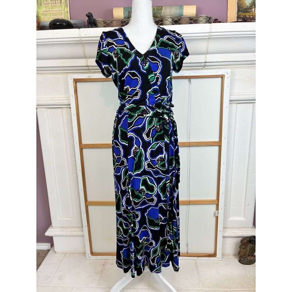 Chico’s Travellers Belted floral V-Neck Faux Wrap Maxi Dress w/Pockets!